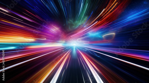 Travelling through a time tunnel with a galaxy. Generative AI