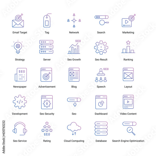Marketing and Seo related icon set
