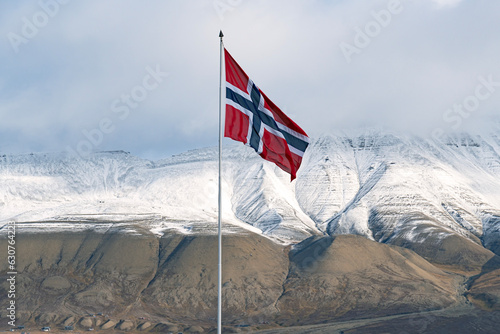 Norway national flag in Svalbard photo