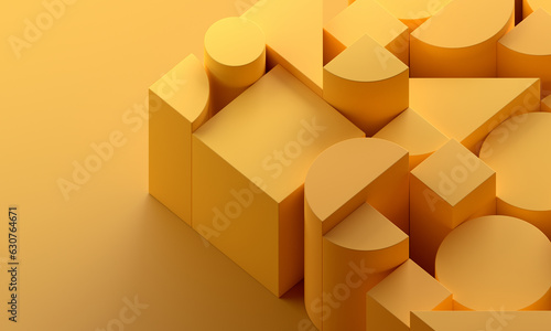 Fototapeta Naklejka Na Ścianę i Meble -  Abstract geometric composition, yellow background design, 3d render