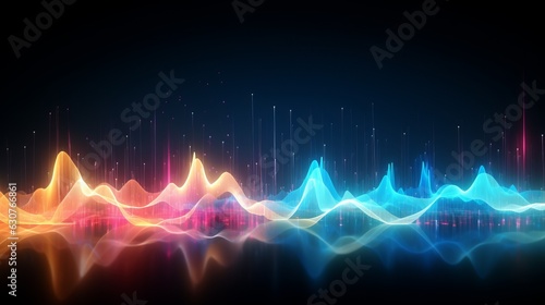 Equalizer effect neon music wave. AI generative.