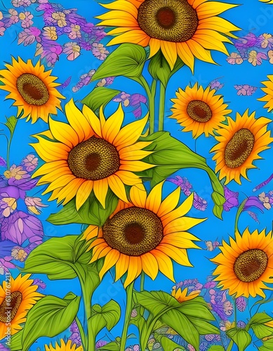 Sunflower of the sun Illustration Ai generated