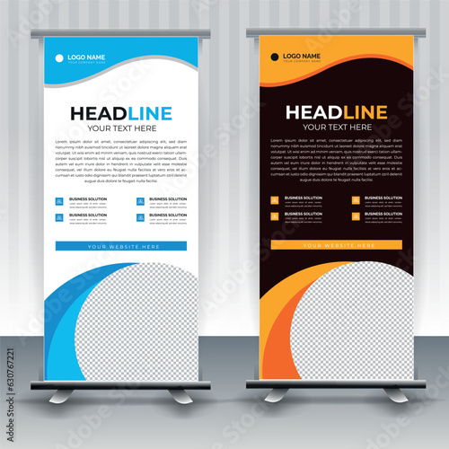 Modern roll up banner template, Standee template, X-banner template, Flag banner. vertical, abstract background, pull up design, modern x-banner, rectangle size.