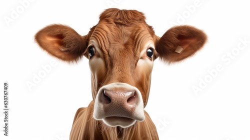 Portrait of Jersey cow on white background. AI generative. © vadymstock