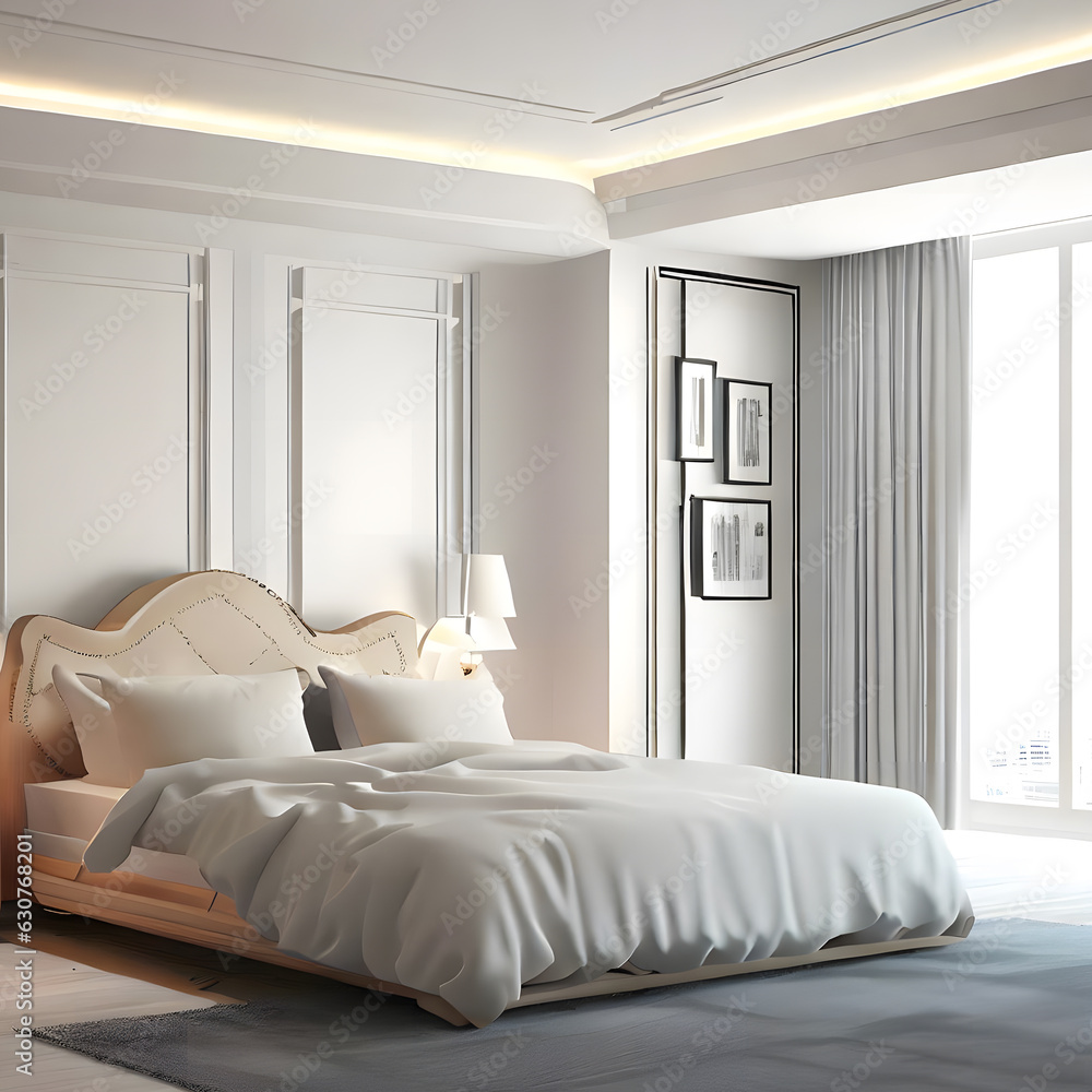 Modern Bedroom  interior with simplicity and tranquility