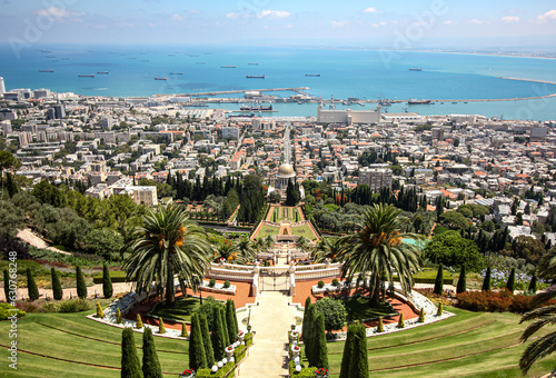 Haifa Bay and Bahái garden Holy Places Haifa, Israel