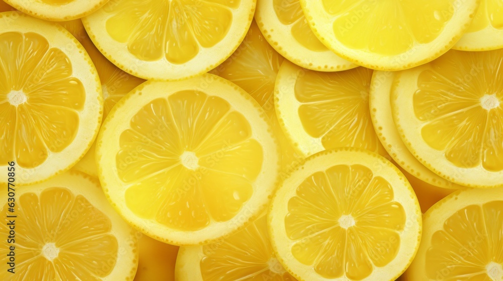 Lemon slice pattern background. AI generative. Lemon slice pattern background. AI generative.