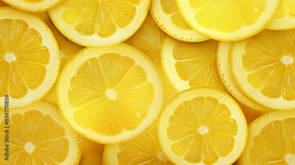 Lemon slice pattern background. AI generative.