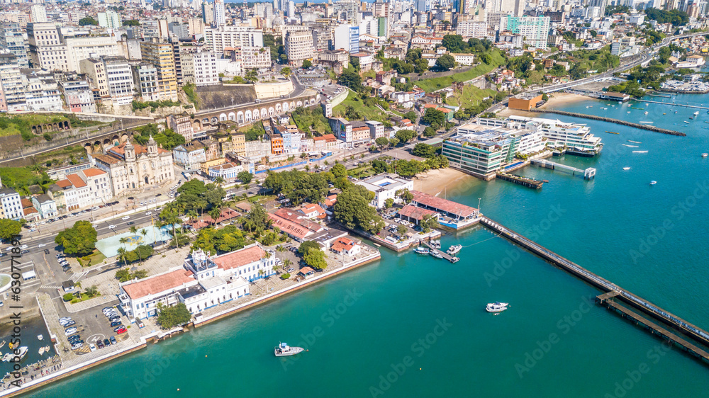 City of Salvador in Bahia. Aerial view. Lacerda's elevator