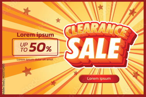 Clearance sale label, alphabet 3d text effect, promotion discount label templates