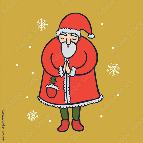 Santa Claus holding hands in pray gesture flat vector image (ID: 630773035)