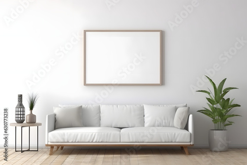 Contemporary Interior Decor Picture Frame Mockup  generative  ai