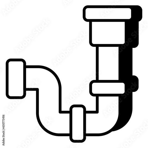 A glyph design icon of plastic pipe valve 