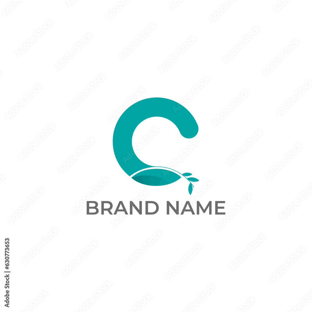 ILLUSTRATION LETTER C WITH LEAF GEOMETRIC LOGO ICON COLOR TEMPLATE SIMPLE MINIMALIST ELEMENT DESIGN VECTOR GOOD FOR APPS, BRAND 