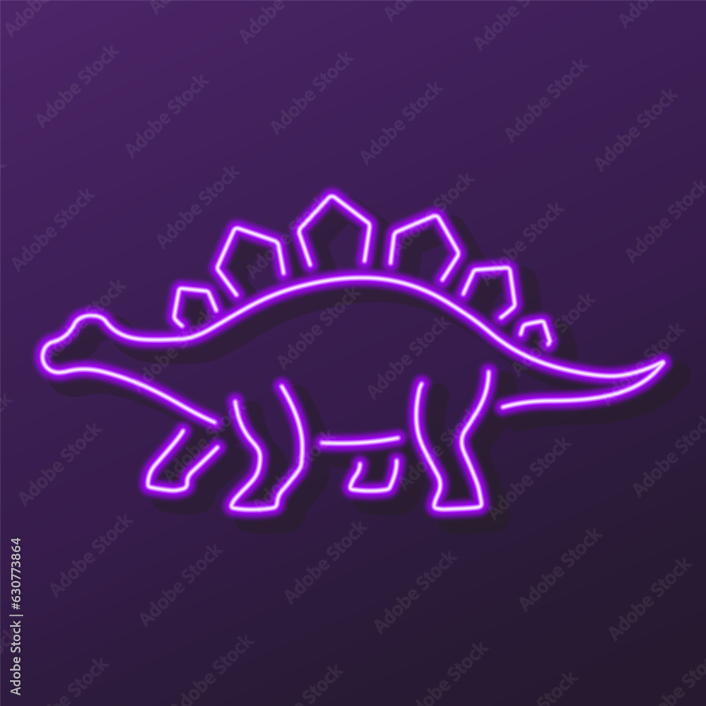 stegosaur neon sign, modern glowing banner design, colorful modern design trends on black background. Vector illustration. stegosaur neon sign, modern glowing banner design, colorful modern design trends on black background. Vector illustration.