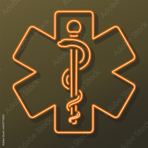 star of life neon sign, modern glowing banner design, colorful modern design trends on black background. Vector illustration.