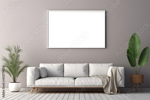 Well-Furnished Gallery Ambiance Picture Frame Mockup, generative, ai