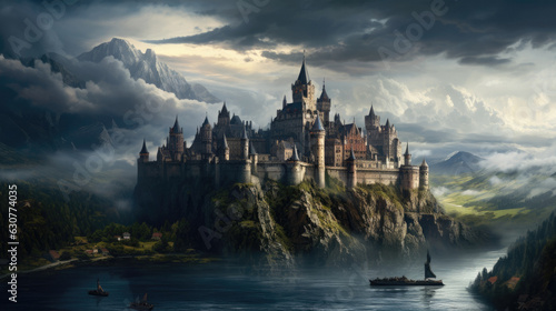 Castle clouds sky old scary fantasy medieval middle earth fictional