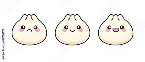 Cute Kawaii Dumpling Dim Sum Clipart