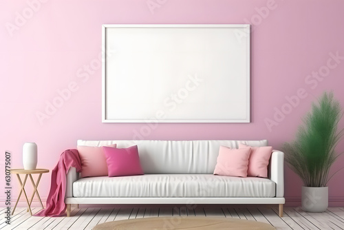 Neutral and Inviting Wall Display Picture Frame Mockup  generative  ai