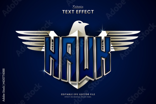 decorative editable blue silver hawk text effect vector design