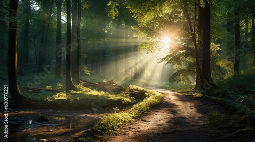 Forest light rays for manipulation photomanipulation sun deep © stocker
