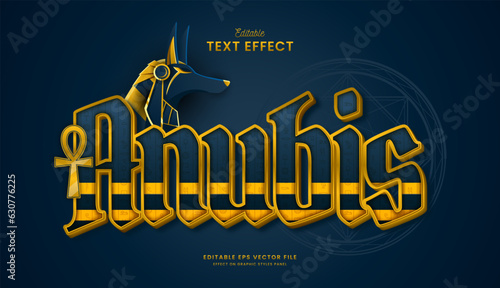 decorative editable anubis with ankh text effect vector design