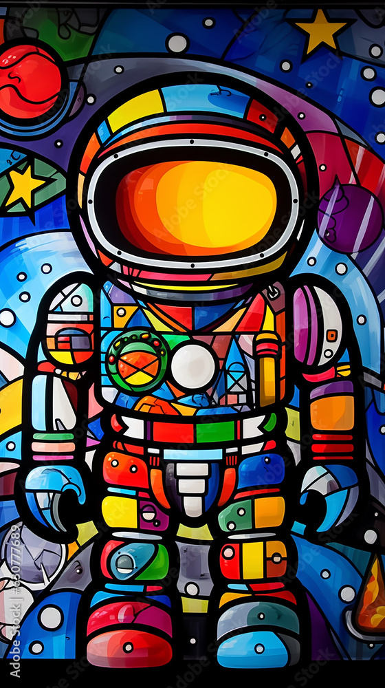 Fototapeta premium astronauta em arte estilo cubismo colorida 