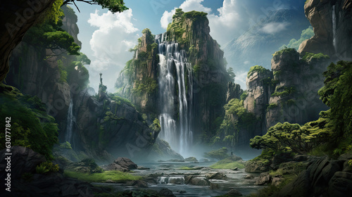 Fantasy waterfall nature beautiful place 
