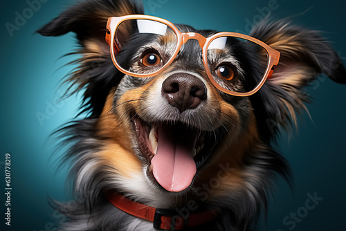 smart dog in glasses, learning concept. Generative Ai © Alexandra