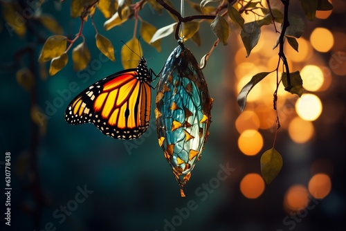 Butterfly's Journey. Generative Ai photo