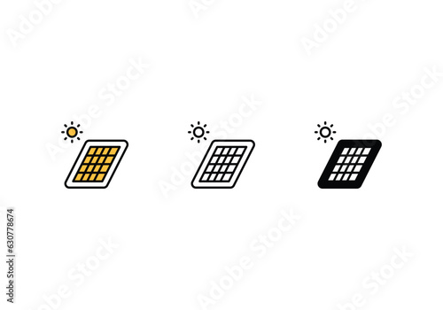 Solar Pannel icons set vector stock illustration.
