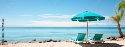 Chairs And Umbrella In Tropical Beach - Seascape Banner © XC Stock