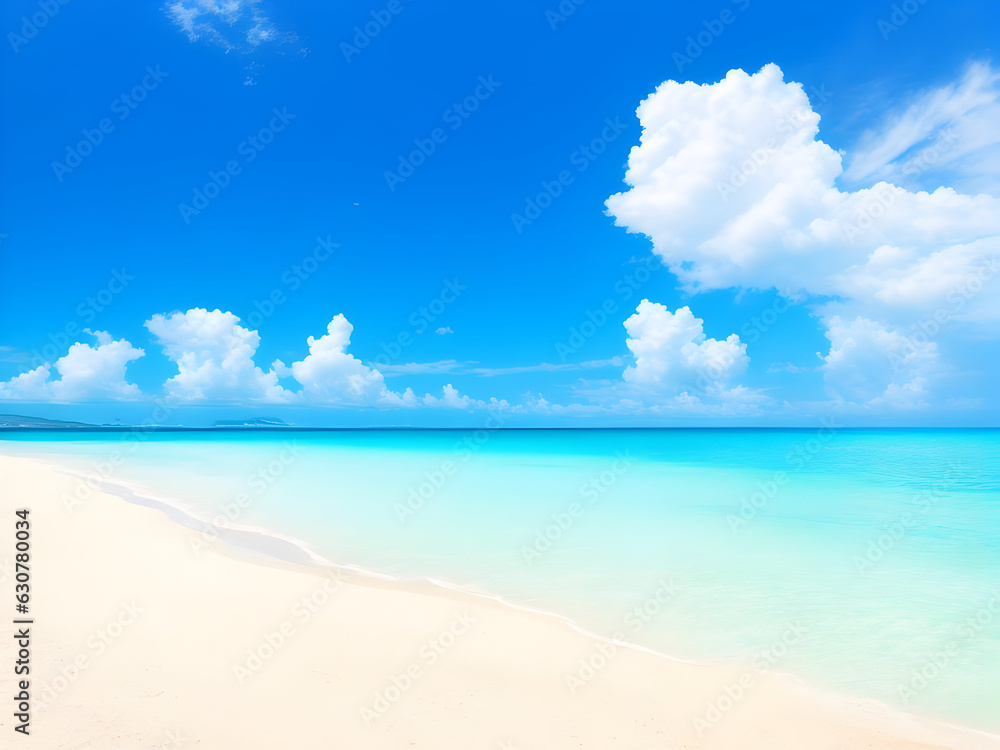 beach with blue sky with heart cloud shape background