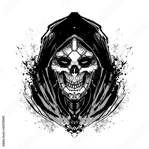 the black grim reaper illustration line art