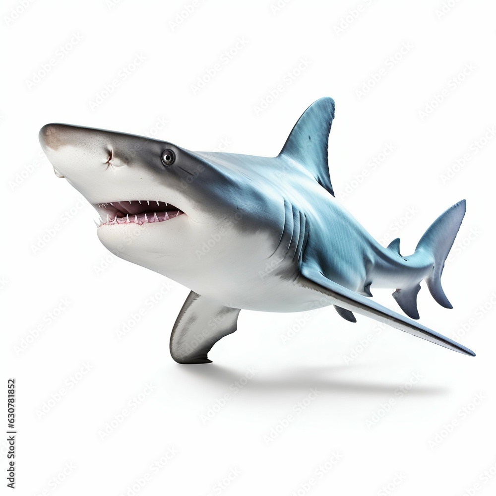 Angry Shark Isolated on White Background. Generative ai Angry Shark Isolated on White Background. Generative ai