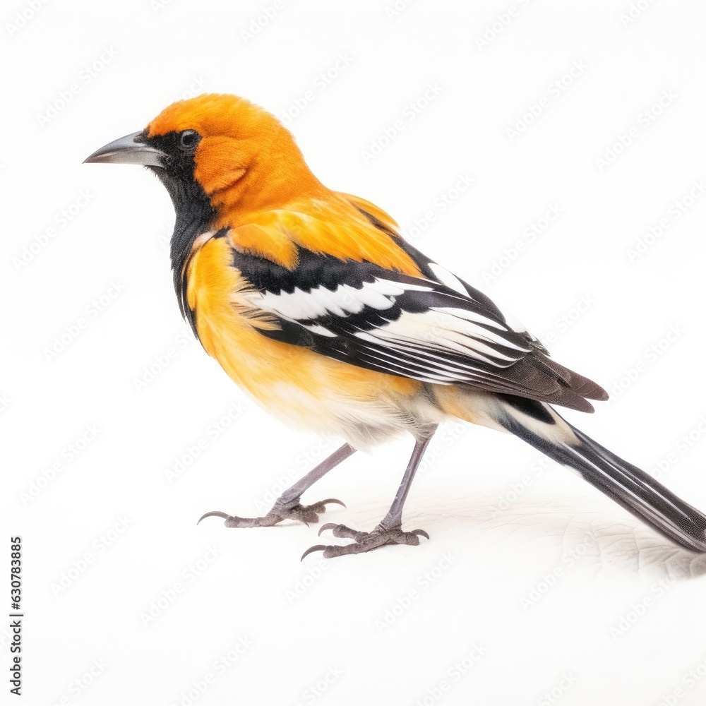 Fototapeta premium Altamira oriole bird isolated on white. Generative AI