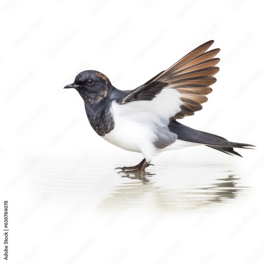 Fototapeta premium Band-rumped storm-petrel bird isolated on white. Generative AI