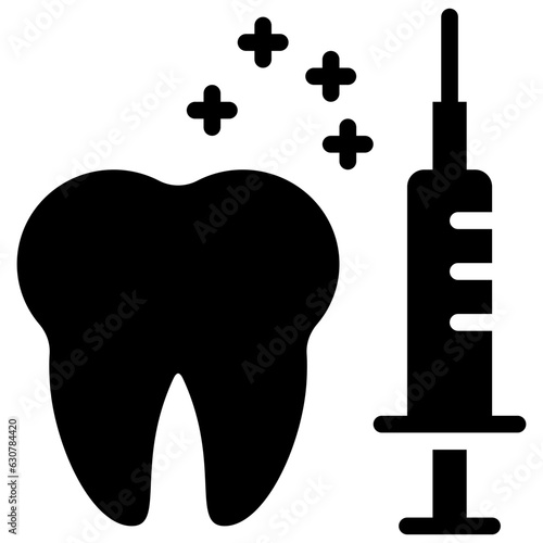syringe injection teeth tooth dental dentistry stomatology solid glyph