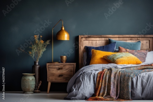 modern apartment bedroom, natural colors