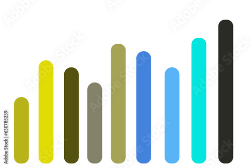 Vibrant set of color bars in varying sizes set against a white background, perfect for use in graphs