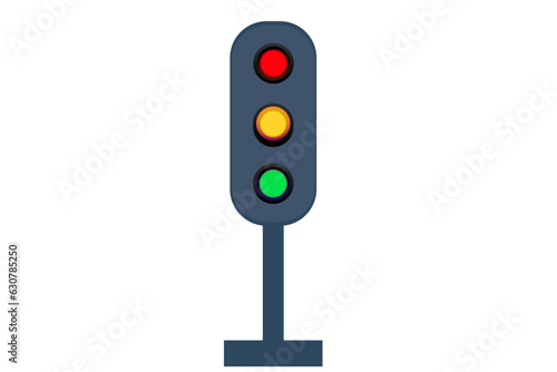 Vector illustration of a traffic signal attached to a pole on  a white background