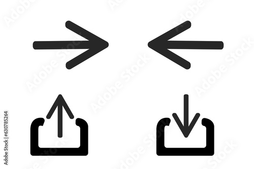 Stock photo features four black arrows featuring right left import and export