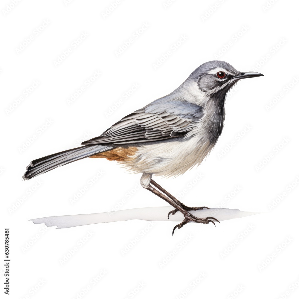 Fototapeta premium Gray catbird bird isolated on white. Generative AI