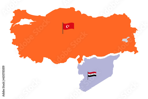 Maps of Turkey and Syria, with flags representing the devastating earthquake