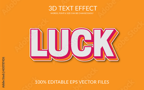 Luck 3d Fully Editable Vector Eps Text Effect Template Design.