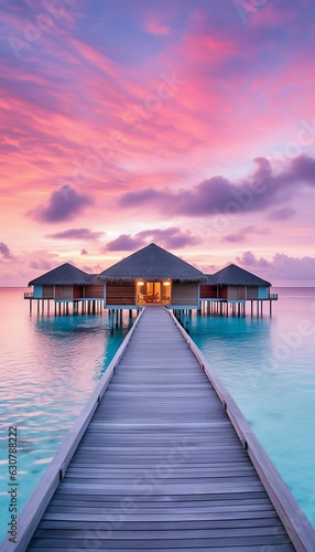Beautiful Maldives Travel Destination. Generative ai © Scrudje