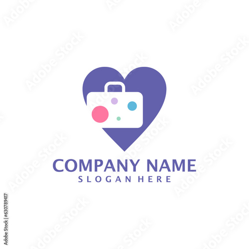 Love Suitcase logo design vector. Suitcase logo design template concept