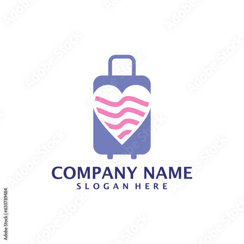 Love Suitcase logo design vector. Suitcase logo design template concept