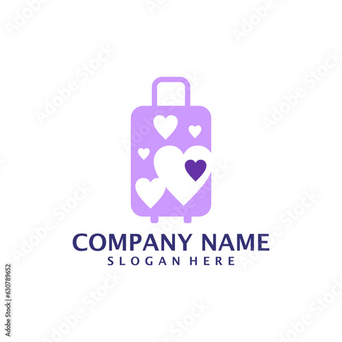 Love Suitcase logo design vector. Suitcase logo design template concept